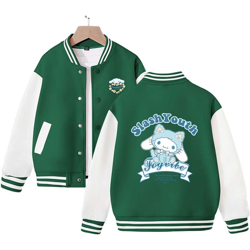 Sanrios Kawaii Anime Cinnamoroll Cute Cartoon Girl Kids Jacket Spring Autumn Sports Baseball Uniform Children Birthday Gift