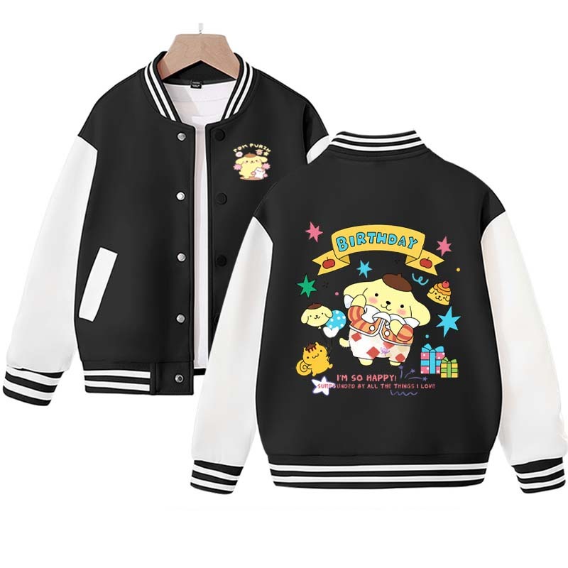 2023 Kawaii Sanrio Pompompurink Cartoon Kids Coat Japan Anime Spring and Autumn New Casual Sports Baseball Uniform Girl Gift