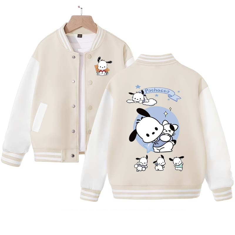 Anime Sanrioed Pochacco Children's Baseball Jacket Kawaii Warm Long-Sleeved Jacket Winter New Children's Casual Sports Uniform