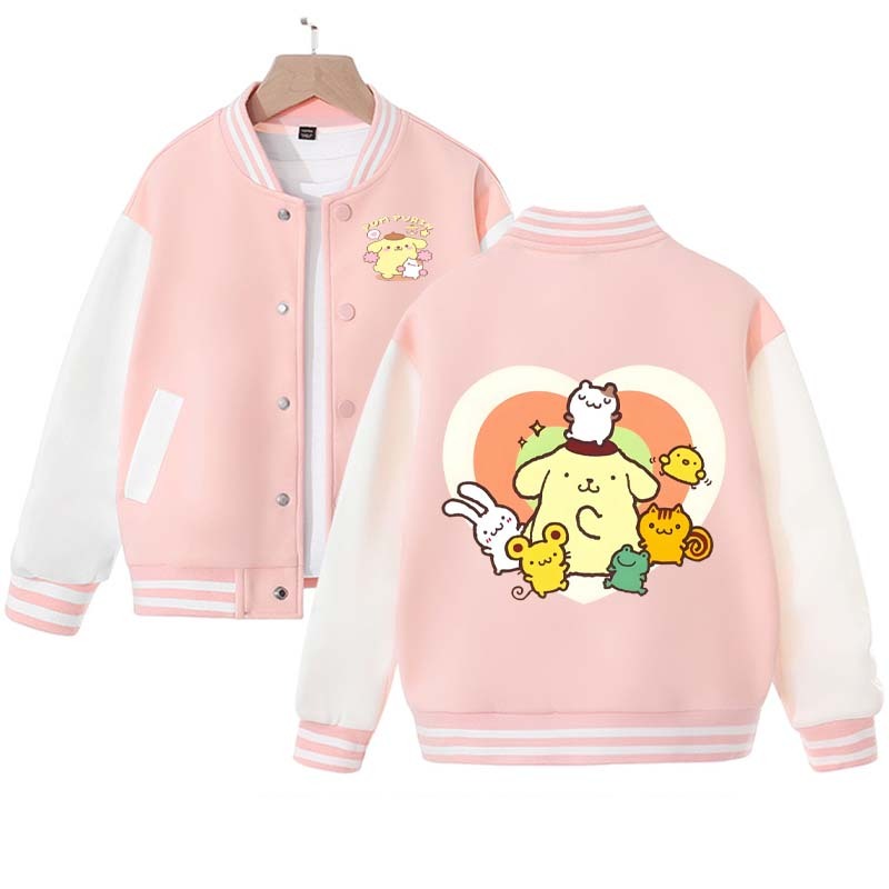 New Children's Autumn Clothing Kawaii Anime Sanrios Pompompurin Coat Children's Baseball Uniform Boys and Girls Jacket Gift