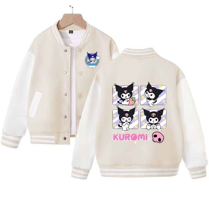 2023 New Kuromi Baseball Jersey Kawaii Sanrio Mymelody Cinnamoroll Autumn Student Cartoon Sports Coat Cute Girl Jacket Birthday Gift