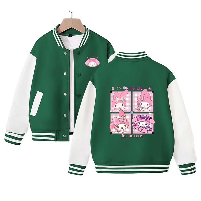 Sanrios Kawaii Anime My Melody Cute Cartoon Jacket Spring Autumn New Children's Loose Sports Baseball Uniform Birthday Gift