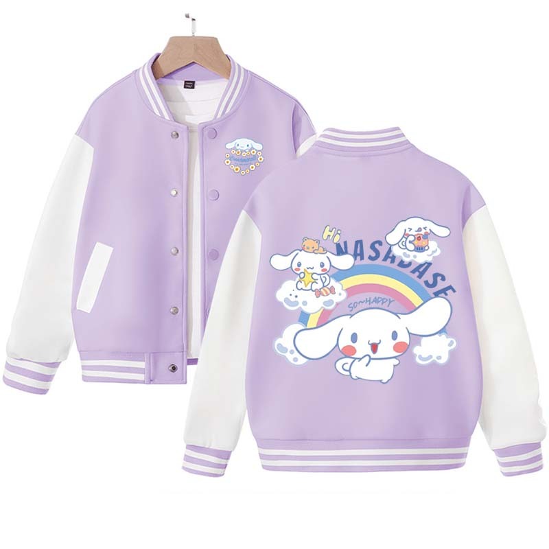 Sanrios Kawaii Anime Cinnamoroll Cute Cartoon Girl Kids Jacket Spring Autumn Sports Baseball Uniform Children Birthday Gift