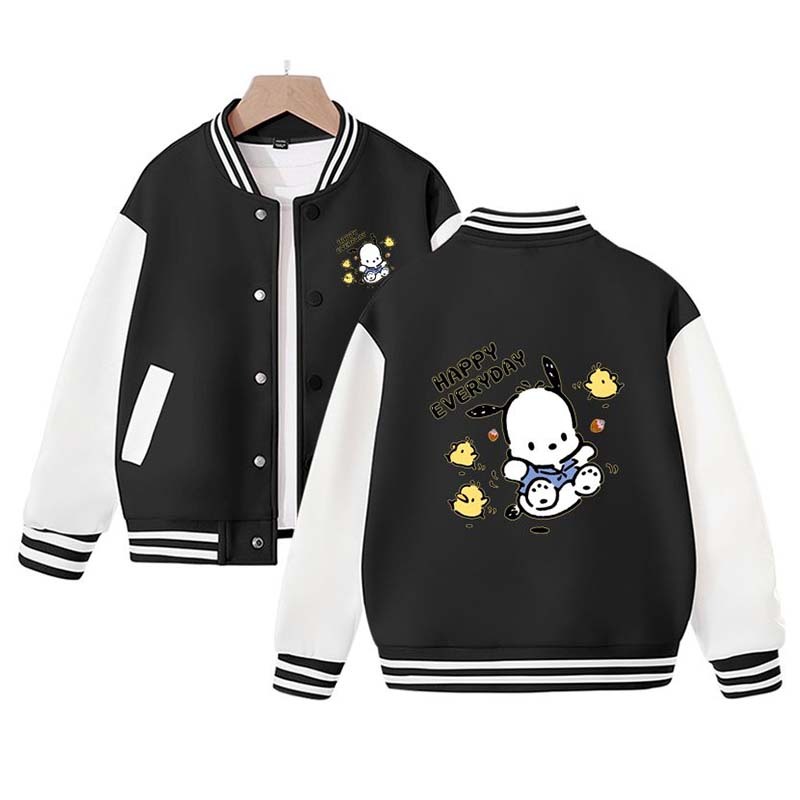 Sanrios Kawaii Anime Pochacco Cute Cartoon Spring and Autumn New Baseball Uniform Kids Tops Casual Coat Jacket Birthday Gift