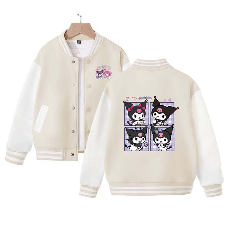 New Kawaii Sanrios Anime Pompompurin Cinnamoroll Kuromi Children Baseball Clothes Autumn Kids Jacket Boys Girls Sportswear Coats