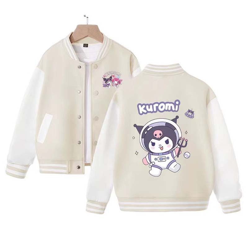 Sanrios Kawaii Anime Kuromi My Melody Baseball Jersey Cute Cartoon Spring Autumn Kids Tops Casual Outer Jacket Birthday Gift