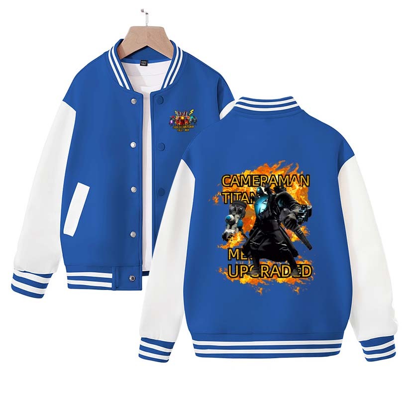 Skibidi Toilet Titan Monitor Clothes Children's Baseball Jacket TV Man Cartoon Print Long Sleeve Children's Clothing Top Jacket
