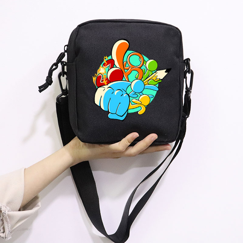 The Amazing Digital Circus School Bag Peripheral Oblique Bag Small Square Bag One Shoulder Oblique Backpack for Boy and Girls