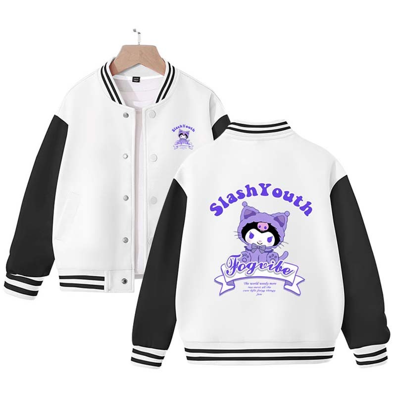 Sanrios Kawaii Anime Kuromi My Melody Baseball Jersey Cute Cartoon Spring Autumn Kids Tops Casual Outer Jacket Birthday Gift