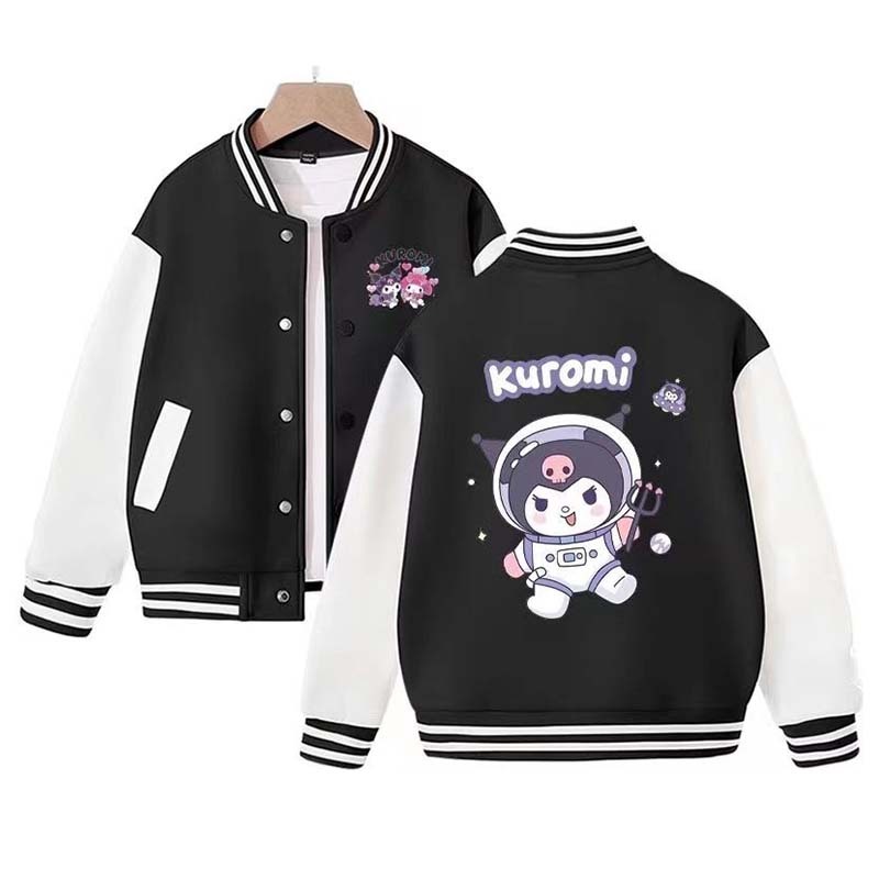 Sanrios Kawaii Anime Kuromi My Melody Baseball Jersey Cute Cartoon Spring Autumn Kids Tops Casual Outer Jacket Birthday Gift