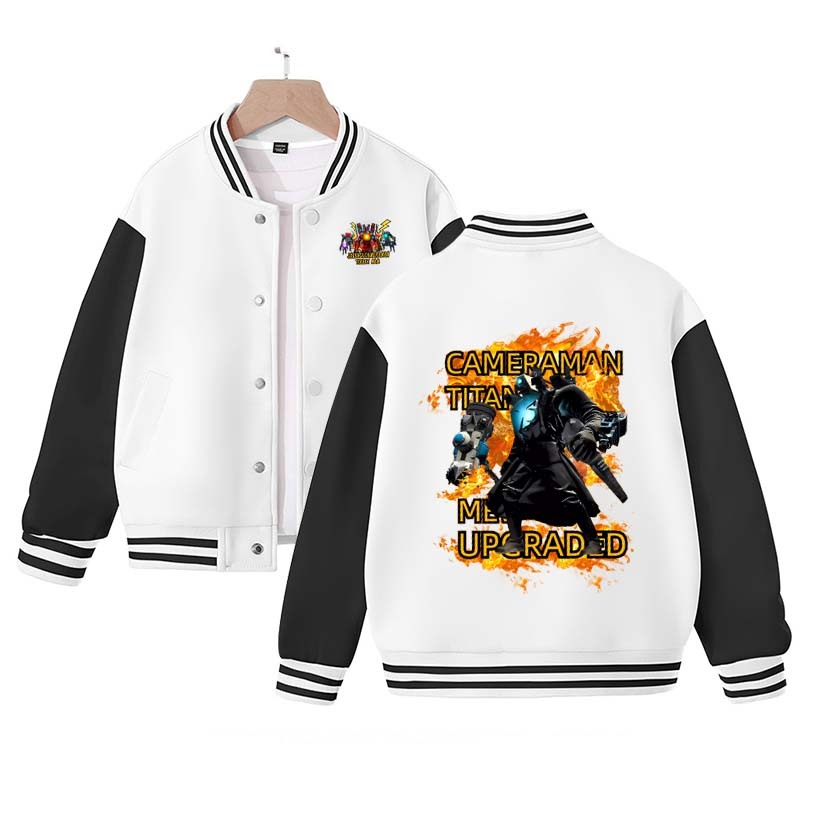 Skibidi Toilet Titan Monitor Clothes Children's Baseball Jacket TV Man Cartoon Print Long Sleeve Children's Clothing Top Jacket