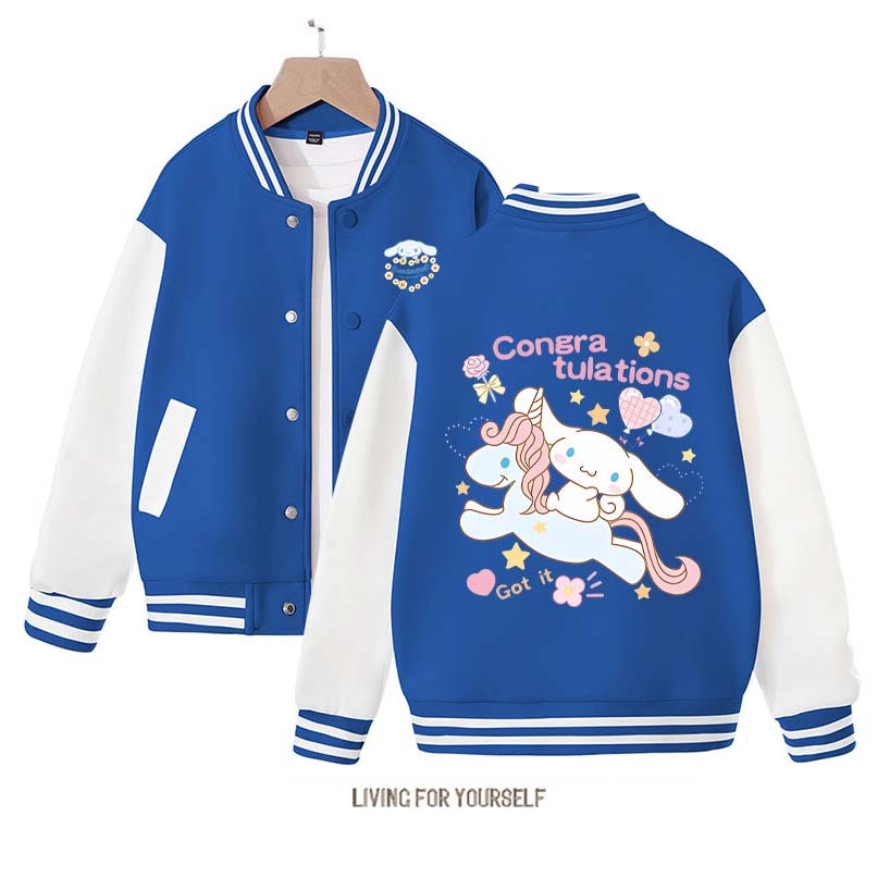 New Sanrio Cinnamoroll Jacket Pochacco Hello Kitty Overcoat Anime Woman Jacket Autumn Kids Loose Sports Baseball Uniform Clothes