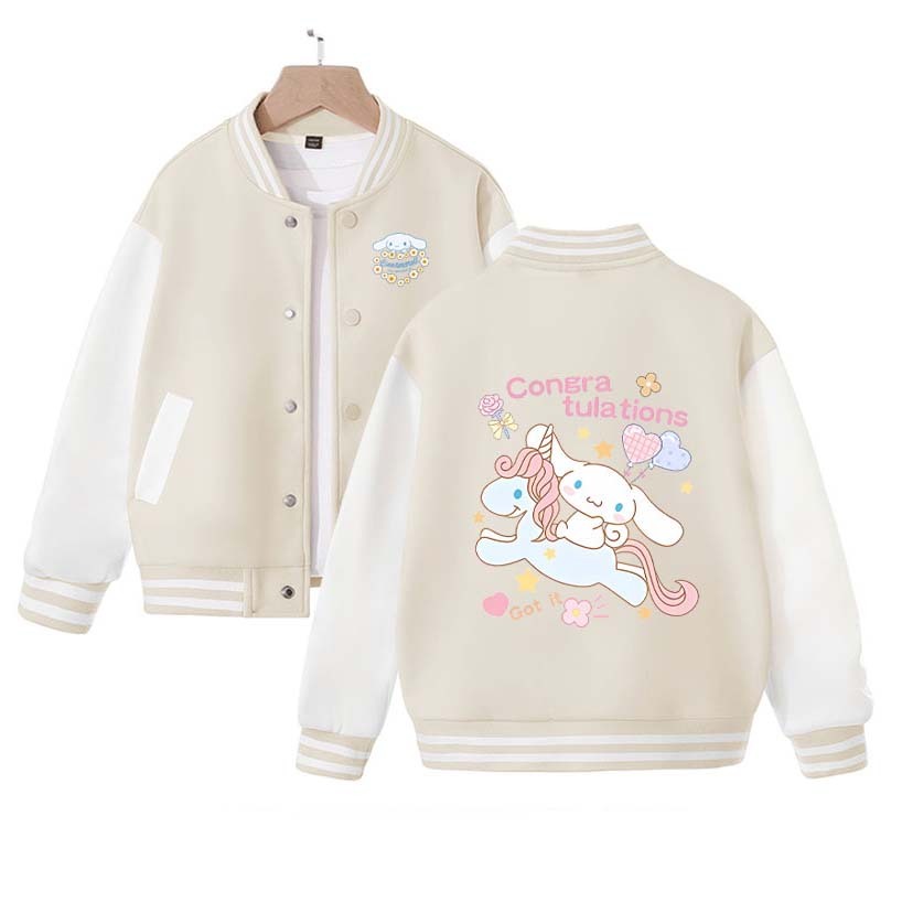 New Sanrio Cinnamoroll Jacket Pochacco Hello Kitty Overcoat Anime Woman Jacket Autumn Kids Loose Sports Baseball Uniform Clothes