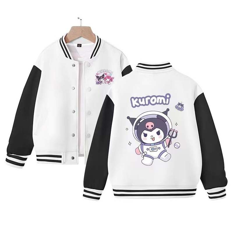 Sanrios Kawaii Anime Kuromi My Melody Baseball Jersey Cute Cartoon Spring Autumn Kids Tops Casual Outer Jacket Birthday Gift