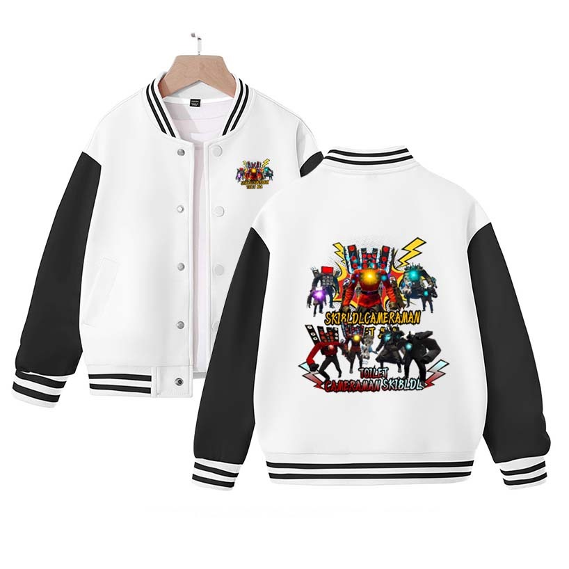 Skibidi Toilet Toilet Man Baseball Uniform Children's Jacket Spring and Autumn Cartoon Print Titan Audio Man Clothes Top Jacket