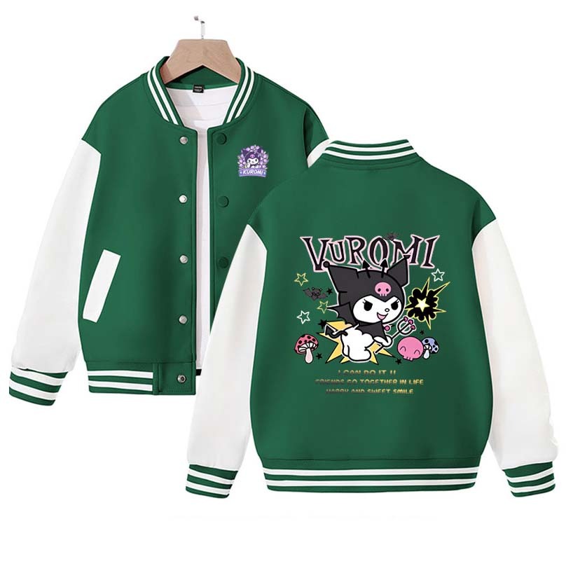 Sanrio My Melody Kuromi Baseball Jacket Cartoon Student Streetwear Spring Autumn Kid Boy Girl Coats Clothes Casual Fashion Loose