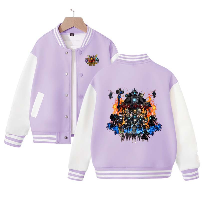 Skibidi Toilet Titan Monitor Clothes Children's Baseball Jacket TV Man Cartoon Print Long Sleeve Children's Clothing Top Jacket