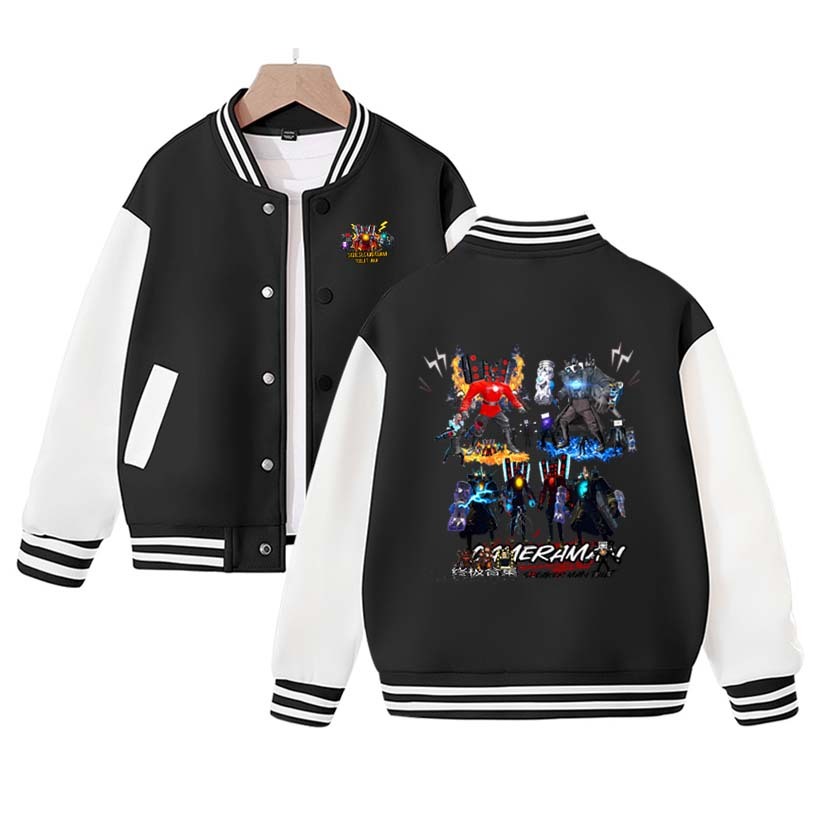 2023Skibidi Toilet Jacket Children Skibidi Toilet Costume Kids Coat Cartoon Boys Girls Sports Baseball Uniform Clothes Christmas