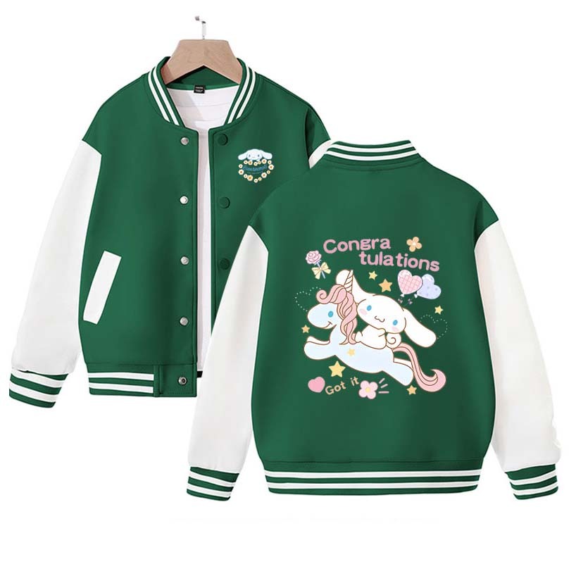 New Sanrio Cinnamoroll Jacket Pochacco Hello Kitty Overcoat Anime Woman Jacket Autumn Kids Loose Sports Baseball Uniform Clothes