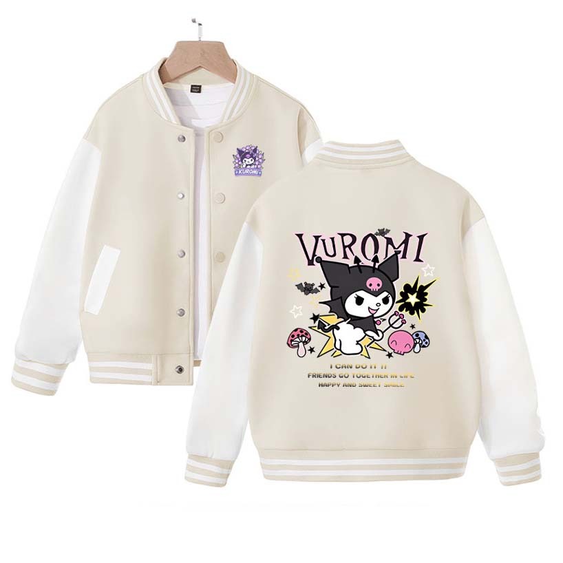 Sanrio My Melody Kuromi Baseball Jacket Cartoon Student Streetwear Spring Autumn Kid Boy Girl Coats Clothes Casual Fashion Loose