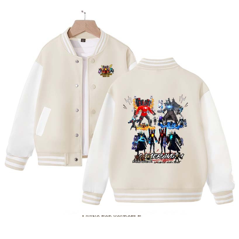 2023Skibidi Toilet Jacket Children Skibidi Toilet Costume Kids Coat Cartoon Boys Girls Sports Baseball Uniform Clothes Christmas