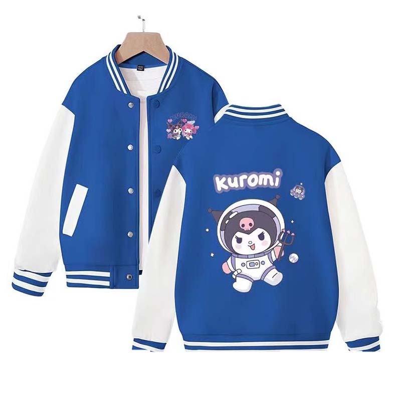 Sanrios Kawaii Anime Kuromi My Melody Baseball Jersey Cute Cartoon Spring Autumn Kids Tops Casual Outer Jacket Birthday Gift