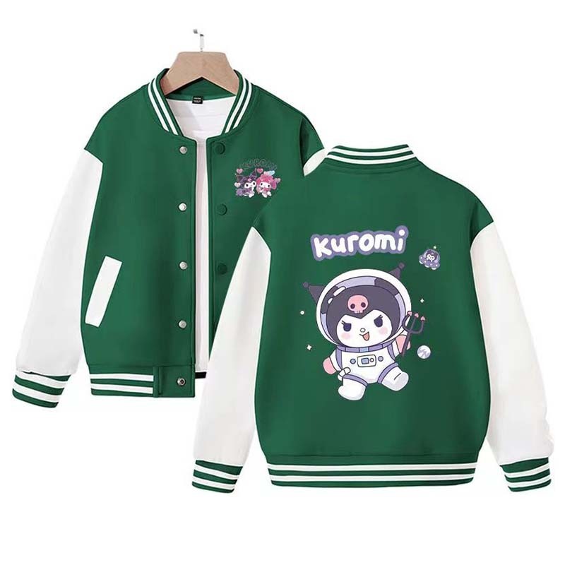 Sanrios Kawaii Anime Kuromi My Melody Baseball Jersey Cute Cartoon Spring Autumn Kids Tops Casual Outer Jacket Birthday Gift