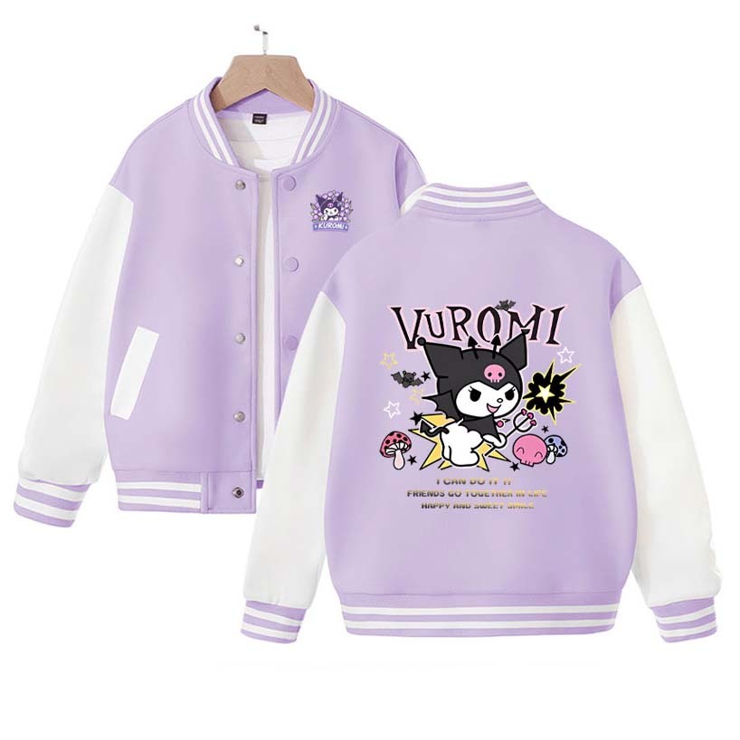 Sanrio My Melody Kuromi Baseball Jacket Cartoon Student Streetwear Spring Autumn Kid Boy Girl Coats Clothes Casual Fashion Loose