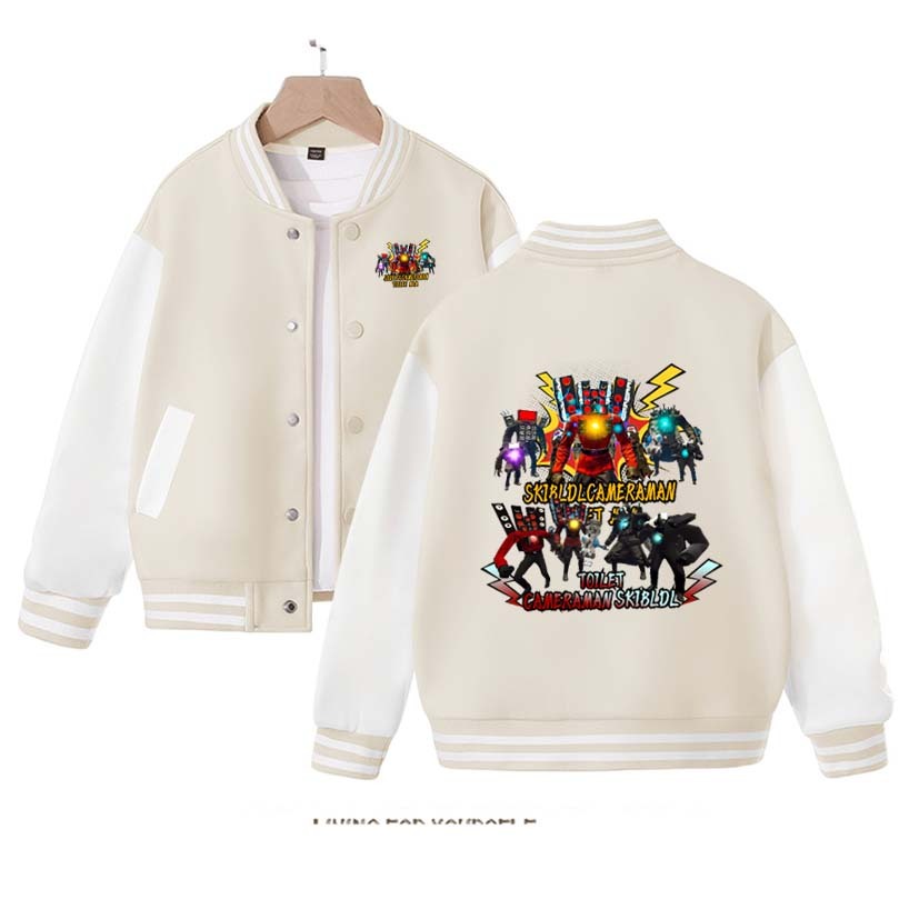 Skibidi Toilet Toilet Man Baseball Uniform Children's Jacket Spring and Autumn Cartoon Print Titan Audio Man Clothes Top Jacket