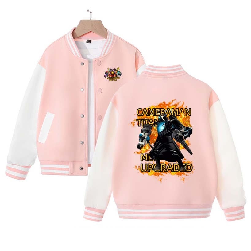 Skibidi Toilet Titan Monitor Clothes Children's Baseball Jacket TV Man Cartoon Print Long Sleeve Children's Clothing Top Jacket