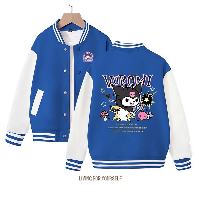 Sanrio My Melody Kuromi Baseball Jacket Cartoon Student Streetwear Spring Autumn Kid Boy Girl Coats Clothes Casual Fashion Loose