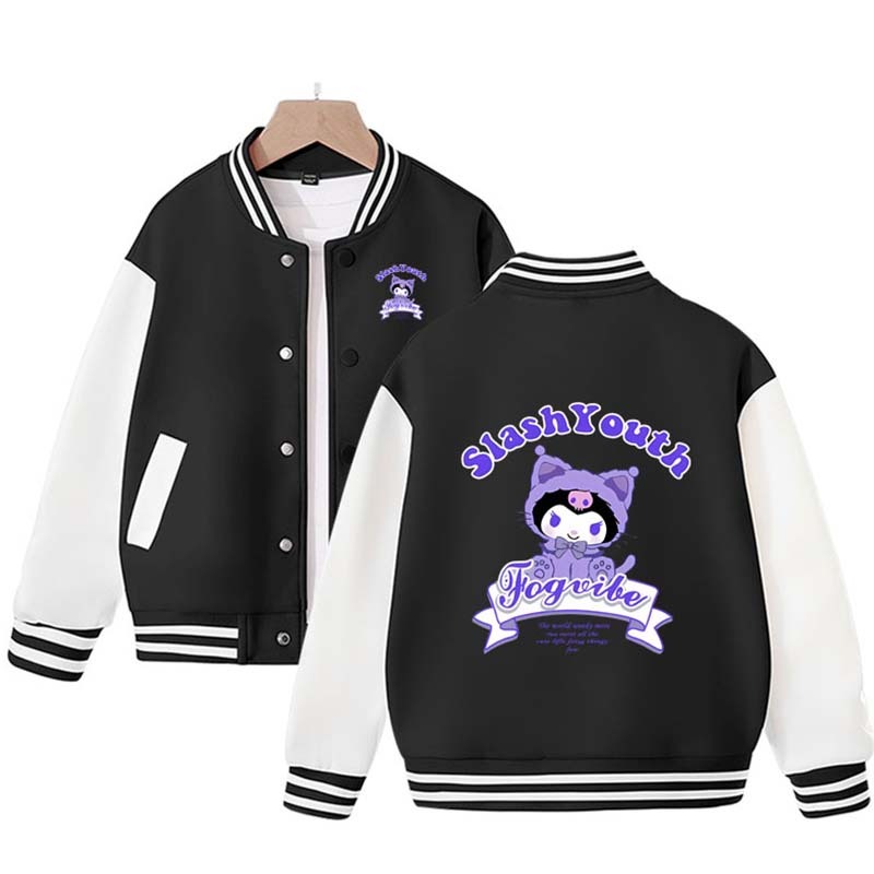 Sanrios Kawaii Anime Kuromi My Melody Baseball Jersey Cute Cartoon Spring Autumn Kids Tops Casual Outer Jacket Birthday Gift