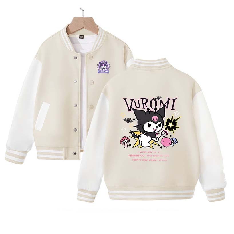 Sanrio My Melody Kuromi Baseball Jacket Cartoon Student Streetwear Spring Autumn Kid Boy Girl Coats Clothes Casual Fashion Loose