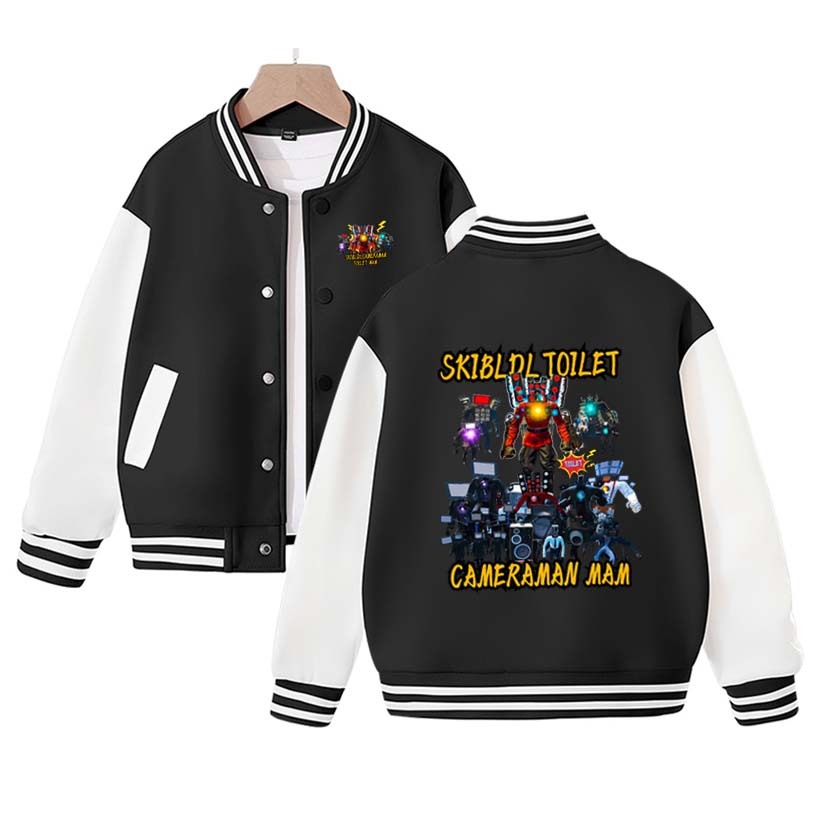 Skibidi Toilet Jacket Children Skibidi Toilet Costume Kids Coat Cartoon Boys Girls Sports Baseball Uniform Clothes Christmas
