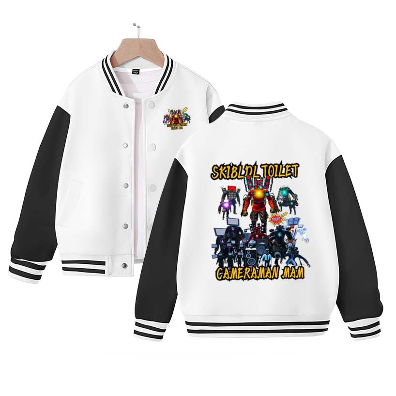 Skibidi Toilet Jacket Children Skibidi Toilet Costume Kids Coat Cartoon Boys Girls Sports Baseball Uniform Clothes Christmas