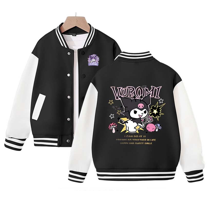 Sanrio My Melody Kuromi Baseball Jacket Cartoon Student Streetwear Spring Autumn Kid Boy Girl Coats Clothes Casual Fashion Loose