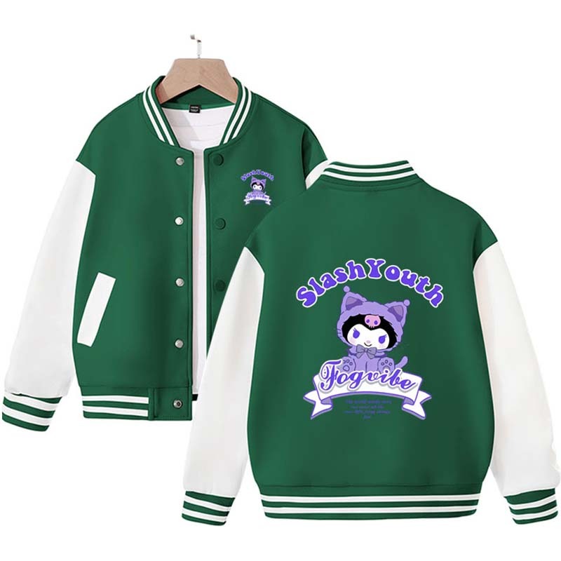 Sanrios Kawaii Anime Kuromi My Melody Baseball Jersey Cute Cartoon Spring Autumn Kids Tops Casual Outer Jacket Birthday Gift