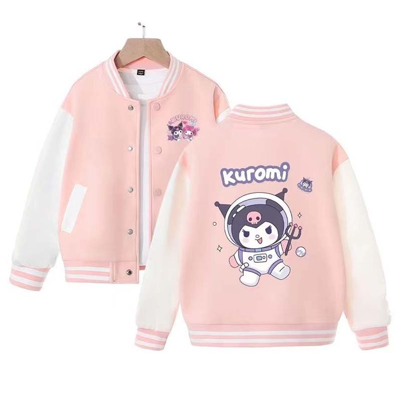 Sanrios Kawaii Anime Kuromi My Melody Baseball Jersey Cute Cartoon Spring Autumn Kids Tops Casual Outer Jacket Birthday Gift