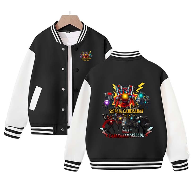 Skibidi Toilet Toilet Man Baseball Uniform Children's Jacket Spring and Autumn Cartoon Print Titan Audio Man Clothes Top Jacket