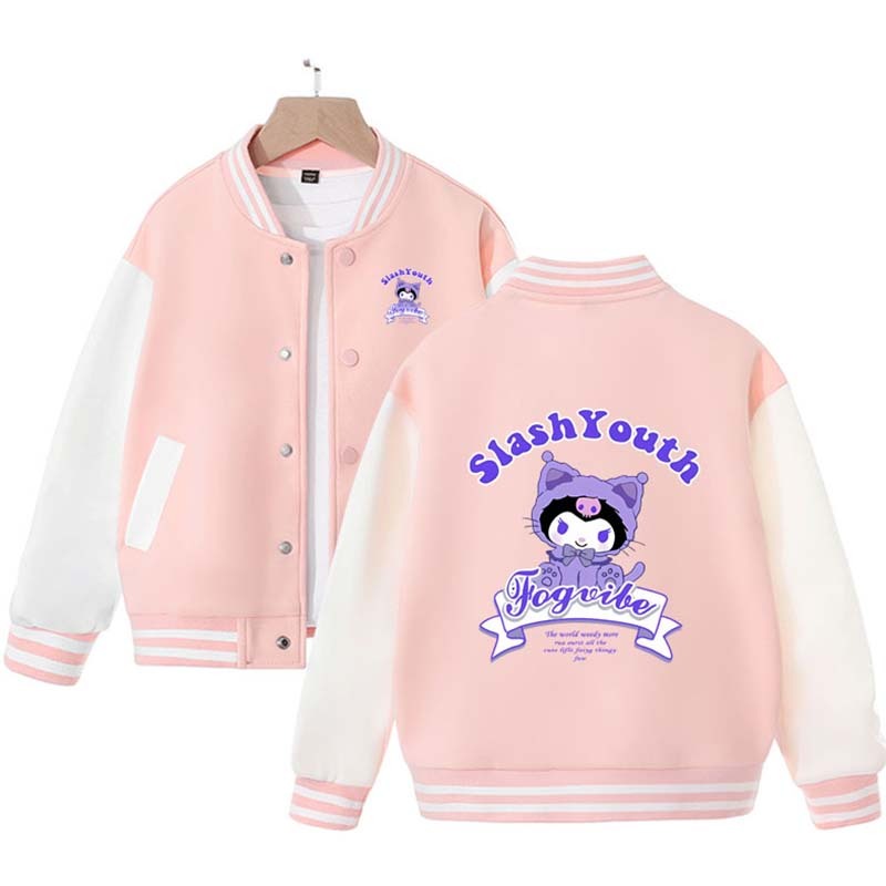 Sanrios Kawaii Anime Kuromi My Melody Baseball Jersey Cute Cartoon Spring Autumn Kids Tops Casual Outer Jacket Birthday Gift