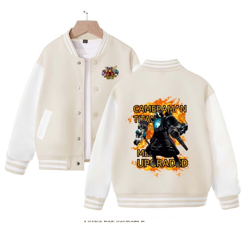 Skibidi Toilet Titan Monitor Clothes Children's Baseball Jacket TV Man Cartoon Print Long Sleeve Children's Clothing Top Jacket