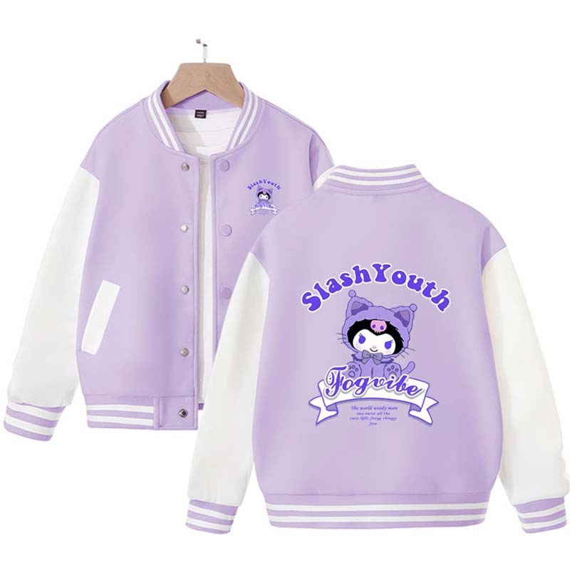 Sanrios Kawaii Anime Kuromi My Melody Baseball Jersey Cute Cartoon Spring Autumn Kids Tops Casual Outer Jacket Birthday Gift