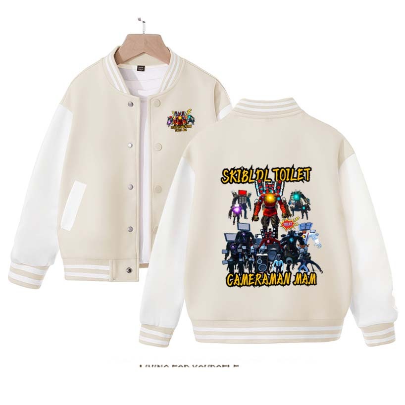 Skibidi Toilet Jacket Children Skibidi Toilet Costume Kids Coat Cartoon Boys Girls Sports Baseball Uniform Clothes Christmas