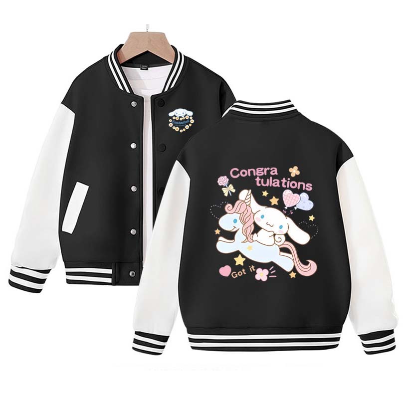 New Sanrio Cinnamoroll Jacket Pochacco Hello Kitty Overcoat Anime Woman Jacket Autumn Kids Loose Sports Baseball Uniform Clothes