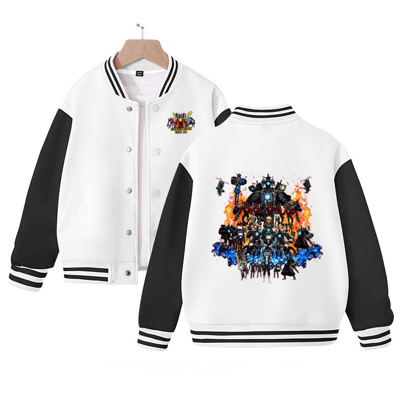 Skibidi Toilet Clothes Fashionable Children's Baseball Uniforms Boys and Girls Autumn Clothing Casual and Comfortable Jackets