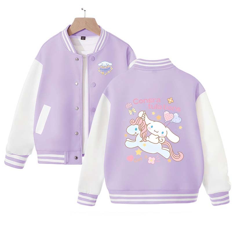 New Sanrio Cinnamoroll Jacket Pochacco Hello Kitty Overcoat Anime Woman Jacket Autumn Kids Loose Sports Baseball Uniform Clothes