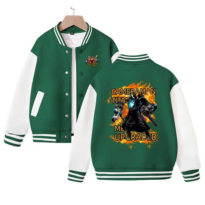 Skibidi Toilet Titan Monitor Clothes Children's Baseball Jacket TV Man Cartoon Print Long Sleeve Children's Clothing Top Jacket