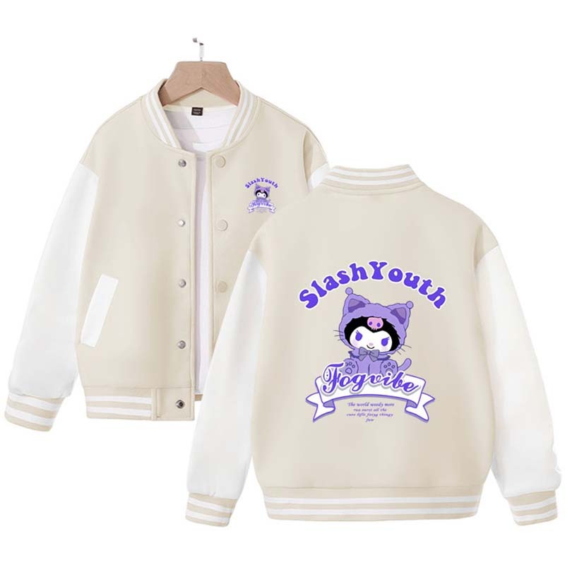 Sanrios Kawaii Anime Kuromi My Melody Baseball Jersey Cute Cartoon Spring Autumn Kids Tops Casual Outer Jacket Birthday Gift