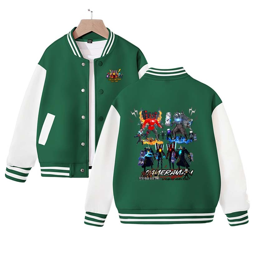 2023Skibidi Toilet Jacket Children Skibidi Toilet Costume Kids Coat Cartoon Boys Girls Sports Baseball Uniform Clothes Christmas