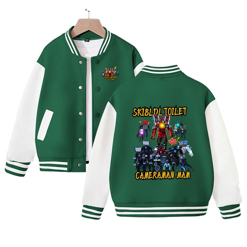 Skibidi Toilet Jacket Children Skibidi Toilet Costume Kids Coat Cartoon Boys Girls Sports Baseball Uniform Clothes Christmas